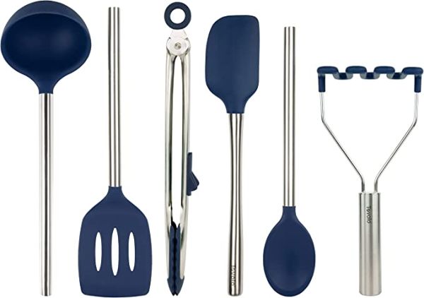 6pc Silicone Kitchen Cook Bake Tool Set Spatula Spoon Utensil Cookware Essential