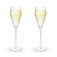 Viski Angled Crystal Prosecco Glasses S/2