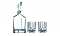 Nachtmann Aspen Crystal Whiskey Decanter and Tumblers / 3 pc. Set