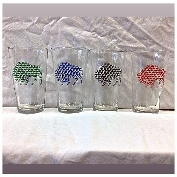 Buffalo Collection Mini Buffalo Pint Glasses (Assorted Colors)