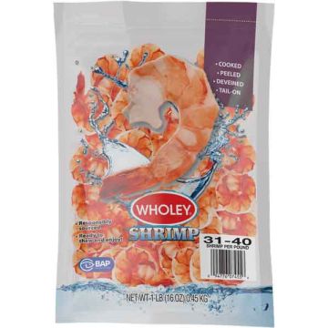 Wholey Cooked Shrimp (31-40 ct) / 1 lb bag